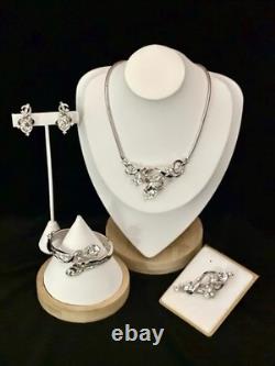 TRIFARI Gem of India Rhodium 1951 Set Teardrop Alfred Philippe Book withBox