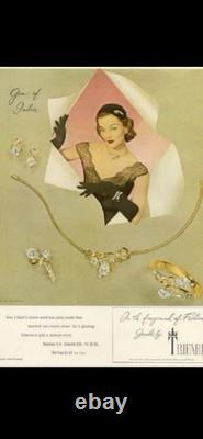 TRIFARI Gem of India Rhodium 1951 Set Teardrop Alfred Philippe Book withBox