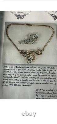 TRIFARI Gem of India Rhodium 1951 Set Teardrop Alfred Philippe Book withBox