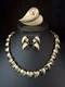 TRIFARI Gold Hearts Earrings Brooch Necklace Set Gold Alfred Philippe Crown
