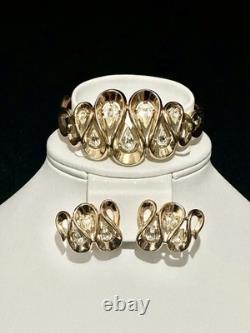 TRIFARI Gold Ribbon 1953 Set Earrings Bracelet Pear Alfred Philippe PAT PEND