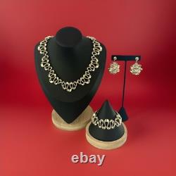 TRIFARI Gold Wave Set Earrings Bracelet Necklace Alfred Philippe PAT PEND 1953