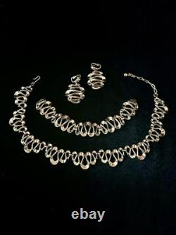 TRIFARI Gold Wave Set Earrings Bracelet Necklace Alfred Philippe PAT PEND 1953