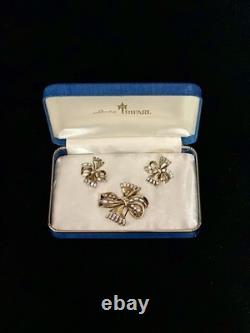 TRIFARI Golden Ribbon Baguette Set 1950 Diamanté Alfred Philippe PAT PEND withBox