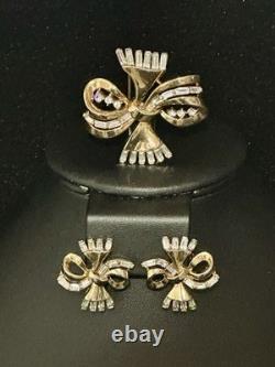 TRIFARI Golden Ribbon Baguette Set 1950 Diamanté Alfred Philippe PAT PEND withBox