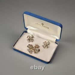 TRIFARI Golden Ribbon Baguette Set 1950 Diamanté Alfred Philippe PAT PEND withBox