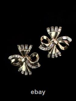 TRIFARI Golden Ribbon Baguette Set 1950 Diamanté Alfred Philippe PAT PEND withBox