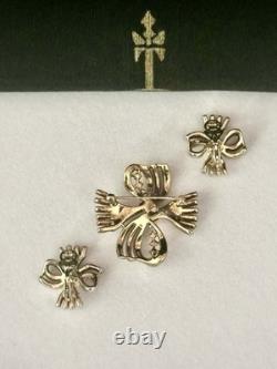 TRIFARI Golden Ribbon Baguette Set 1950 Diamanté Alfred Philippe PAT PEND withBox