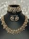 TRIFARI Golden Scroll Set 1953 Alfred Philippe Earrings Bracelet Necklace Crown