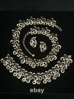 TRIFARI Golden Scroll Set 1953 Alfred Philippe Earrings Bracelet Necklace Crown