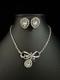 TRIFARI Halo Pear Parure Alfred Philippe SILVER Brilliant Earrings Necklace