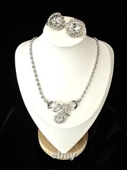 TRIFARI Halo Pear Parure Alfred Philippe SILVER Brilliant Earrings Necklace