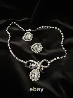 TRIFARI Halo Pear Parure Alfred Philippe SILVER Brilliant Earrings Necklace