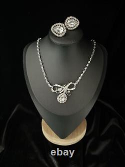 TRIFARI Halo Pear Parure Alfred Philippe SILVER Brilliant Earrings Necklace