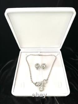 TRIFARI Halo Pear Parure Alfred Philippe SILVER Brilliant Earrings Necklace