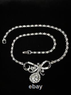 TRIFARI Halo Pear Parure Alfred Philippe SILVER Brilliant Earrings Necklace
