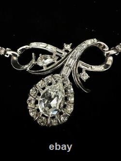 TRIFARI Halo Pear Parure Alfred Philippe SILVER Brilliant Earrings Necklace