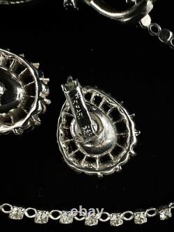TRIFARI Halo Pear Parure Alfred Philippe SILVER Brilliant Earrings Necklace