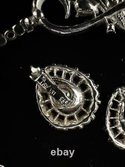TRIFARI Halo Pear Parure Alfred Philippe SILVER Brilliant Earrings Necklace