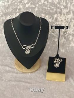TRIFARI Halo Rhodium 1952 Pendaloque Crystal Parure Alfred Philippe PAT PEND