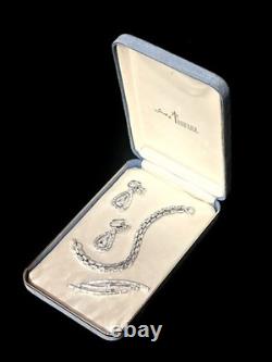 TRIFARI Heiress Set Earrings Brooch Bracelet Diamanté Rhodium PAT PEND withBox