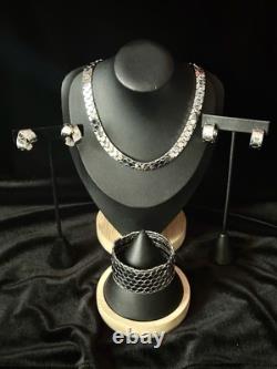 TRIFARI Honeycomb Set Silver-Trifanium Tessellated Alfred Philippe PAT PEND