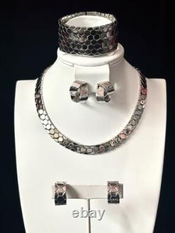 TRIFARI Honeycomb Set Silver-Trifanium Tessellated Alfred Philippe PAT PEND