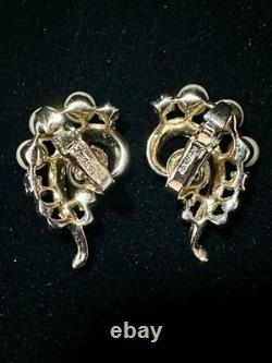 TRIFARI Imperial Crown Earrings 1945 Rhinestones Pearls Alfred Philippe Box