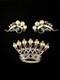 TRIFARI Imperial Crown Set 1945 Rhinestones Pearls Sterling Alfred Philippe