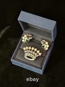 TRIFARI Imperial Crown Set 1945 Rhinestones Pearls Sterling Alfred Philippe TRIFARI Imperial Crown Set 1945 Rhinestones Pearls Sterling Alfred Philippe