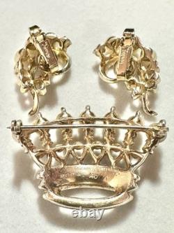 TRIFARI Imperial Crown Set 1945 Rhinestones Pearls Sterling Alfred Philippe