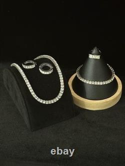TRIFARI Invisibility Princess Parure Crystal Rhodium Alfred Philippe withBox