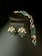 TRIFARI Jeweled Symphony 1950 Set Earrings Bracelet Gold Alfred Philippe Crown