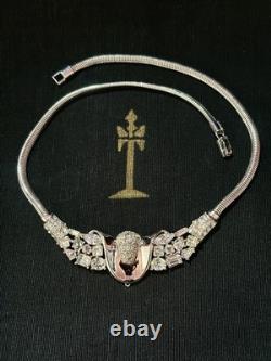 TRIFARI Jeweled Symphony Necklace 1950 Crystal Rhodium PAT PEND Imperfect