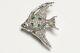 TRIFARI KTF 1930's Alfred Philippe Green Cabochon Glass Crystal Fish Brooch
