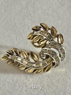 TRIFARI Laurel Leaf Pave' Alfred Philippe Earrings Bracelet Gold-Tone withBOX