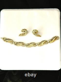 TRIFARI Laurel Leaf Pave' Alfred Philippe Gold Silver Earrings Bracelet Crown