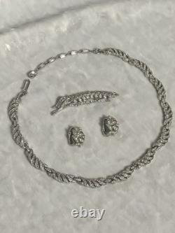 TRIFARI Leaf Diamanté Parure Rhodium Chatons Rhinestones Alfred Philippe withBox