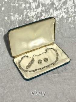 TRIFARI Leaf Diamanté Parure Rhodium Chatons Rhinestones Alfred Philippe withBox