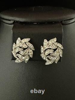 TRIFARI Leaf Diamanté Parure Rhodium Chatons Rhinestones Alfred Philippe withBox