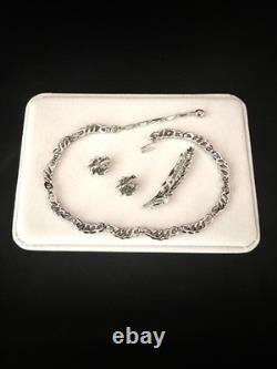 TRIFARI Leaf Diamanté Parure Rhodium Chatons Rhinestones Alfred Philippe withBox