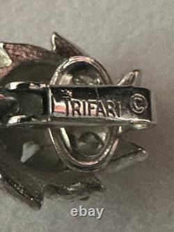 TRIFARI Leaf Diamanté Parure Rhodium Chatons Rhinestones Alfred Philippe withBox