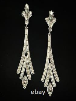 TRIFARI Lightning 1961 Drop Earrings Crystal Rhinestones Rhodium Alfred Philippe