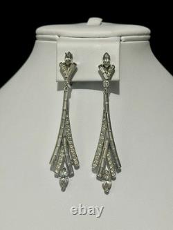 TRIFARI Lightning 1961 Drop Earrings Crystal Rhinestones Rhodium Alfred Philippe