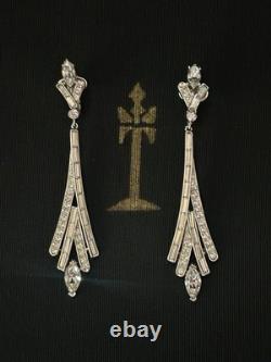 TRIFARI Lightning 1961 Drop Earrings Crystal Rhinestones Rhodium Alfred Philippe