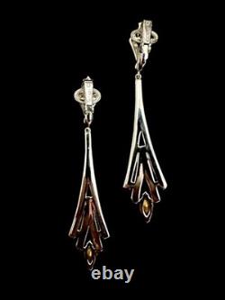 TRIFARI Lightning 1961 Drop Earrings Crystal Rhinestones Rhodium Alfred Philippe