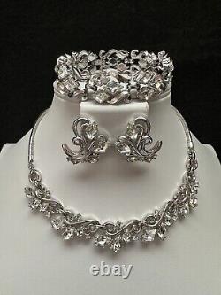 TRIFARI Lozenge SILVER Alfred Philippe Diamond Earrings Bracelet Necklace Set