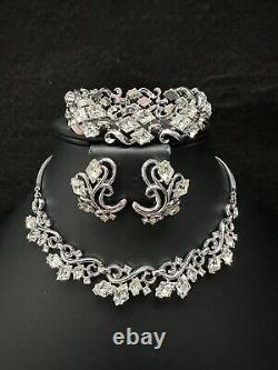 TRIFARI Lozenge SILVER Alfred Philippe Diamond Earrings Bracelet Necklace Set