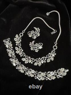 TRIFARI Lozenge SILVER Alfred Philippe Diamond Earrings Bracelet Necklace Set