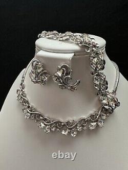 TRIFARI Lozenge SILVER Alfred Philippe Diamond Earrings Bracelet Necklace Set